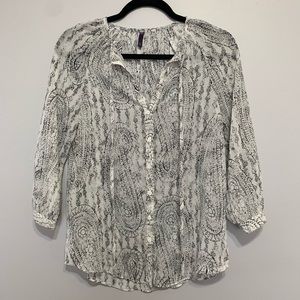 3/4 Slv Blouse Paisley Print